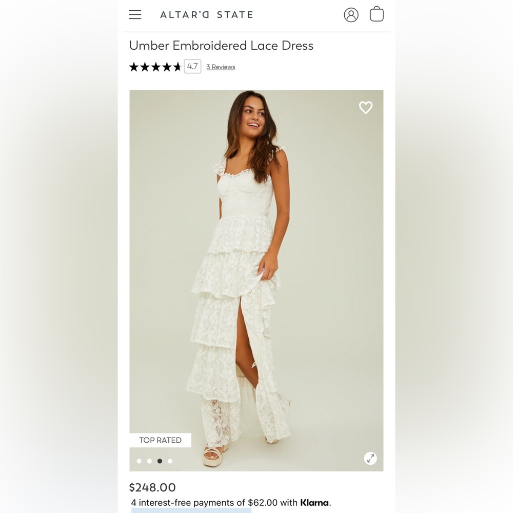 COPY - Altar’d State White Lace Bridal Tiered Maxi Dress in Medium